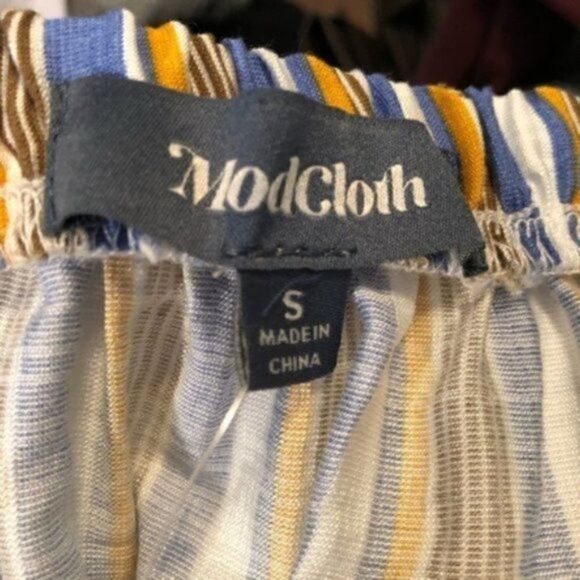 Modcloth Off Shoulder Rayon Mini Dress Cape Cod Cutie Blue S - Picture 6 of 10